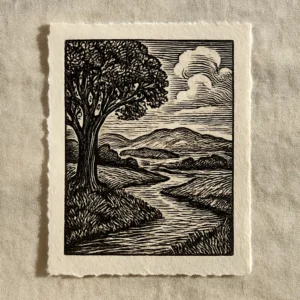 The Cypress Gate Woodblock Print