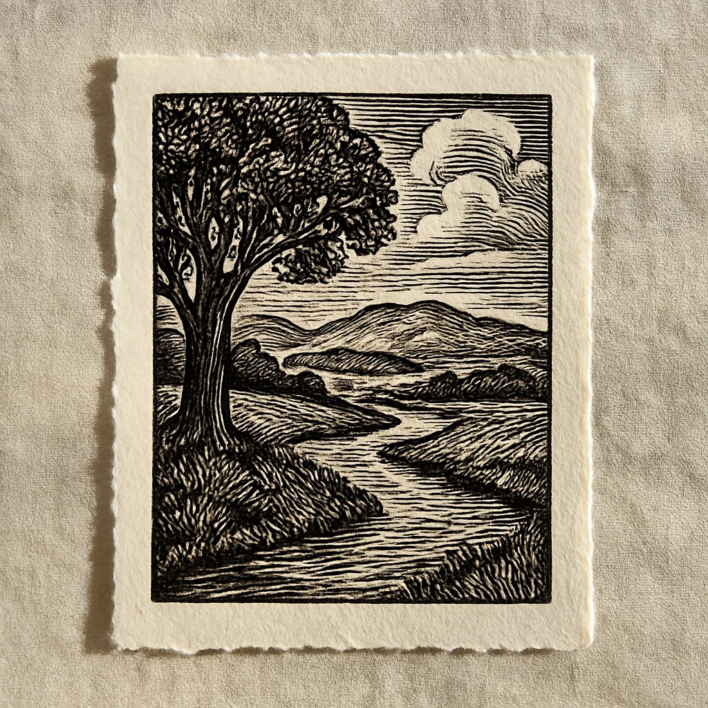 The Cypress Gate Woodblock Print